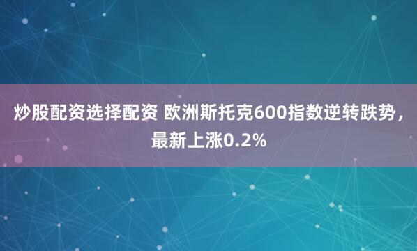 炒股配资选择配资 欧洲斯托克600指数逆转跌势，最新上涨0.2%