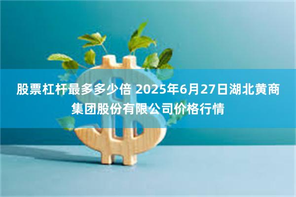股票杠杆最多多少倍 2025年6月27日湖北黄商集团股份有限公司价格行情