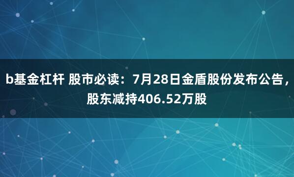 b基金杠杆 股市必读：7月28日金盾股份发布公告，股东减持406.52万股