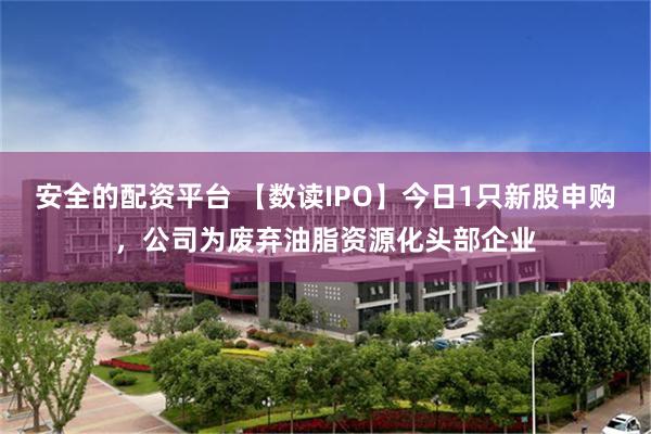 安全的配资平台 【数读IPO】今日1只新股申购,公司为废弃油脂资源化头部企业